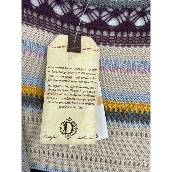 Democracy Loose Knit Striped Sleeveless Duster Cardigan Sweater Women's 2X NEW - Picture 7 of 9